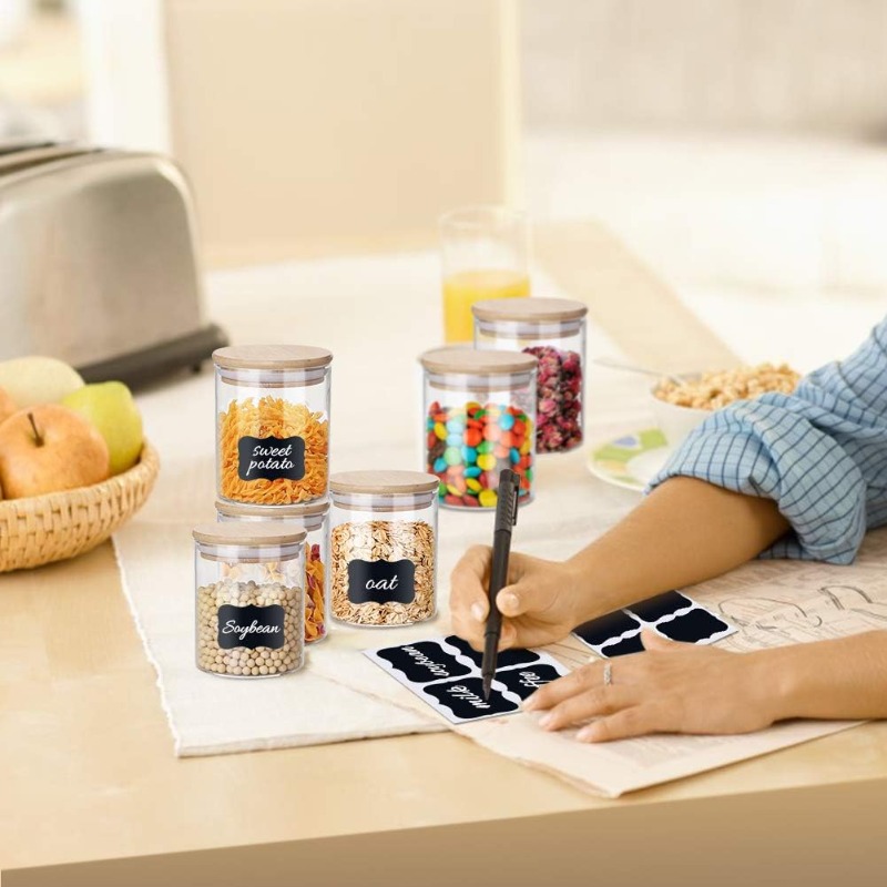 ชุดขวดแก้ว 12 ใบ พร้อมฝาปิดไม้ - Food Storage Glass Containers Large บทวิจารณ์และราคา