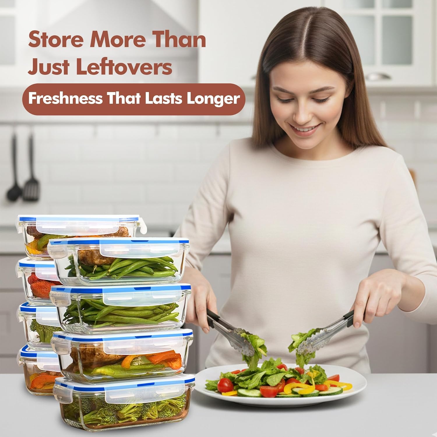 ชุดกล่องแก้วเตรียมอาหาร 16 ชิ้ - Food Storage Glass Containers Large บทวิจารณ์และราคา