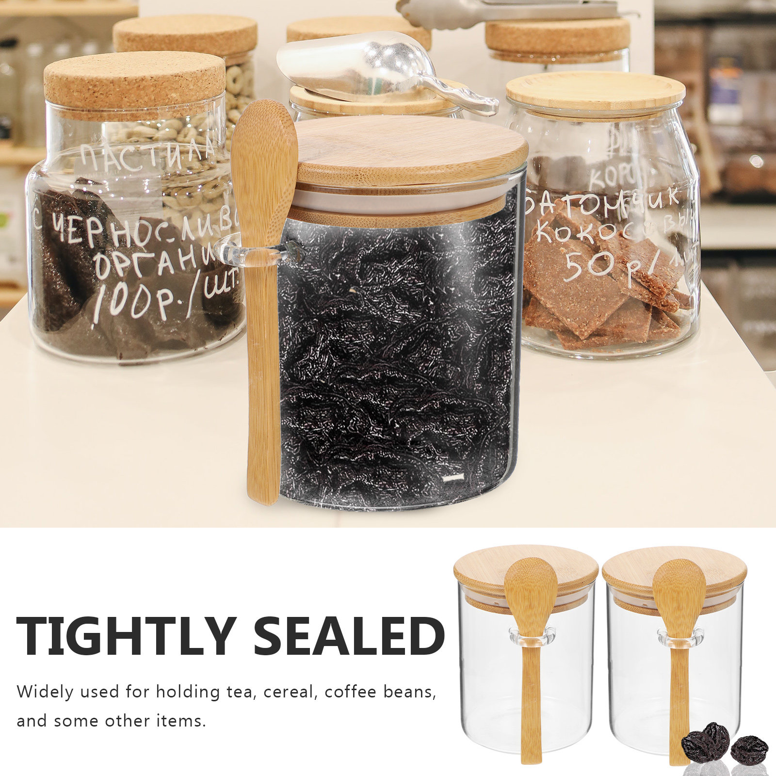 2 ชิ้น ภาชนะเก็บแป้งน้ำตาล โถใ - Food Storage Glass Containers บทวิจารณ์และราคา
