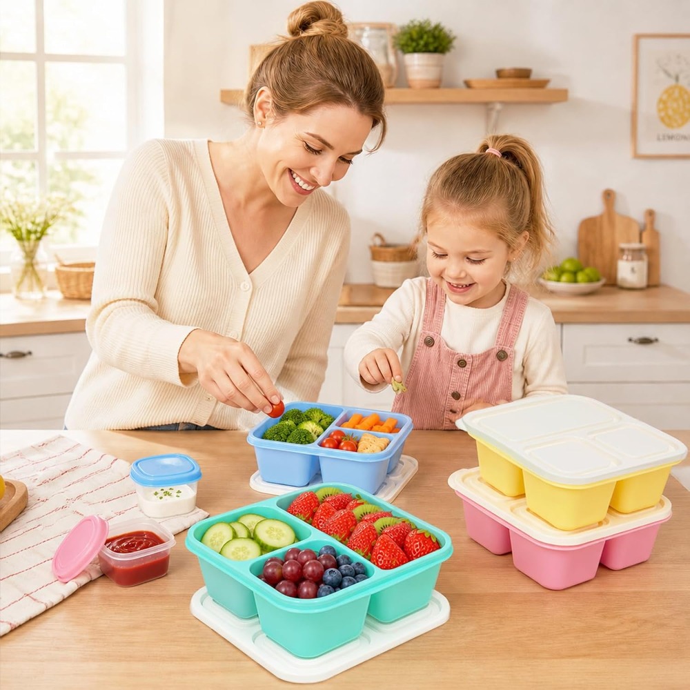 กล่องอาหารเบนโตะ 3 ช่องสำหรับผ - Portion Control Container บทวิจารณ์และราคา