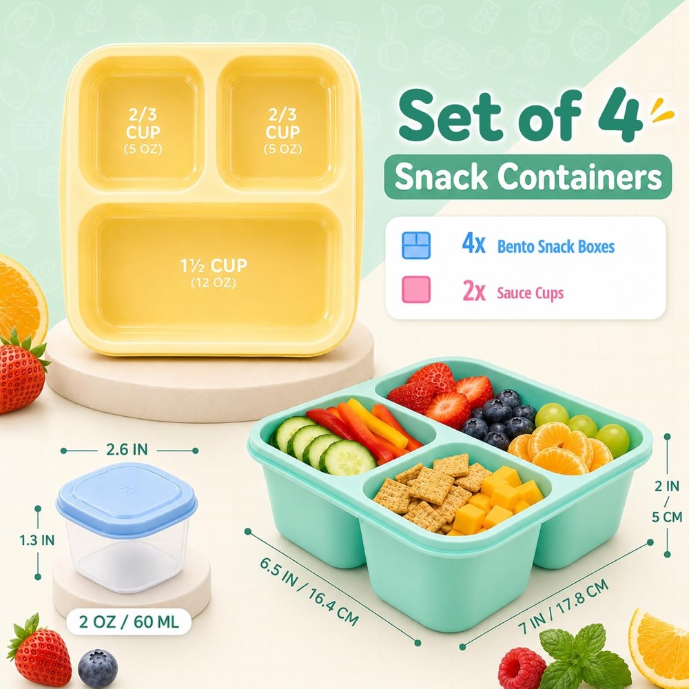 กล่องอาหารเบนโตะ 3 ช่องสำหรับผ - Portion Control Container บทวิจารณ์และราคา