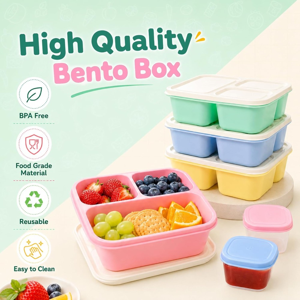 กล่องอาหารเบนโตะ 3 ช่องสำหรับผ - Portion Control Container บทวิจารณ์และราคา