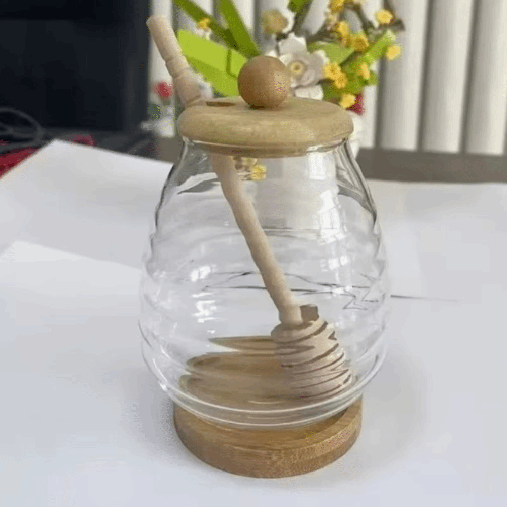 กระปุกน้ำผึ้งแก้วใสทรงรังผึ้ง  - Food Storage Glass Containers Large บทวิจารณ์และราคา