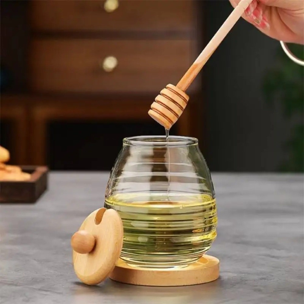 กระปุกน้ำผึ้งแก้วใสทรงรังผึ้ง  - Food Storage Glass Containers Large บทวิจารณ์และราคา