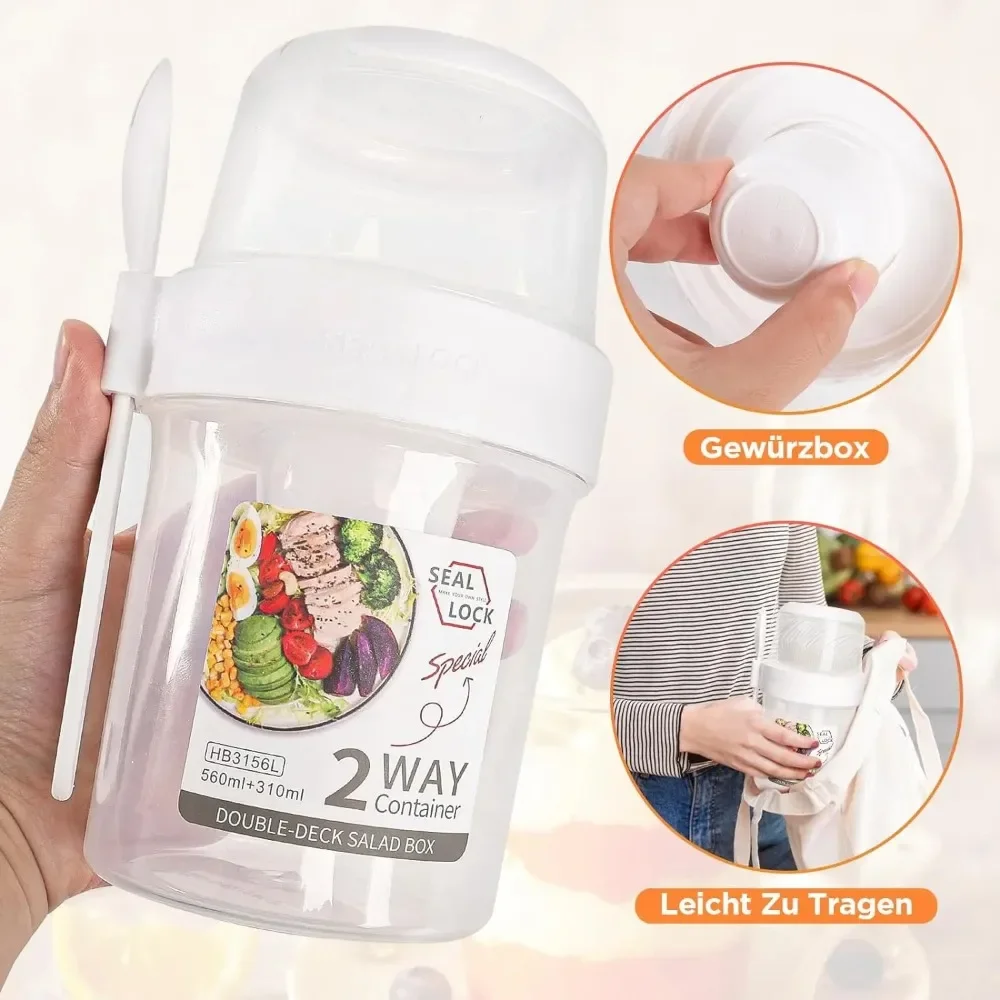 ถ้วยสลัดถ้วยอาหารเช้าแบบพกพาเก - Food Storage With Scoop บทวิจารณ์และราคา