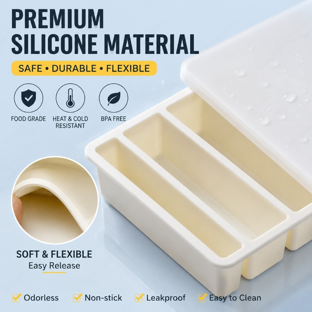 ถาดแช่แข็งซิลิโคนทนทานพร้อมฝาป - Food Storage Silicone บทวิจารณ์และราคา