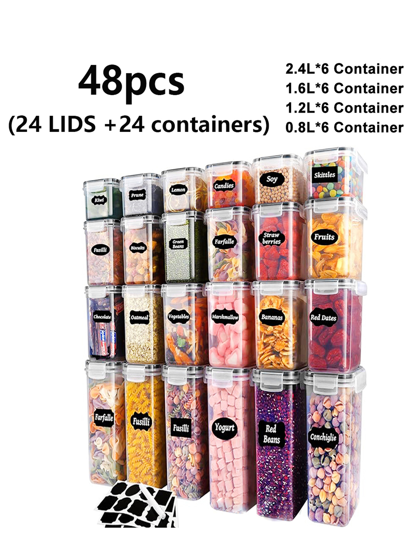 48 ชิ้น, ภาชนะเก็บอาหารแบบมีฝา - Food Storage In Pantry บทวิจารณ์และราคา
